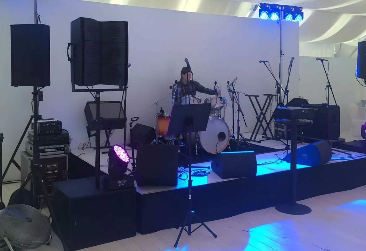 Outdoor sound engineering team in Seville